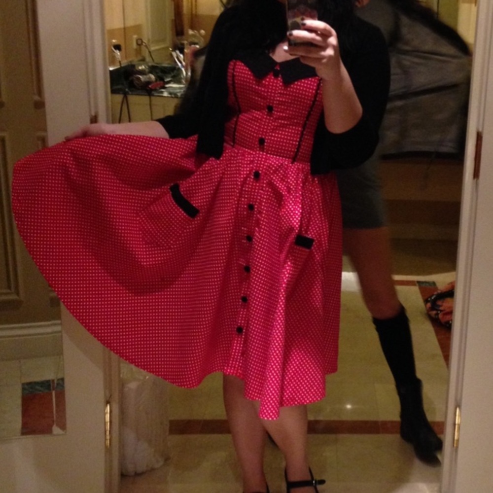Hell Bunny Minnie Mouse Polka Dot Swing Dress